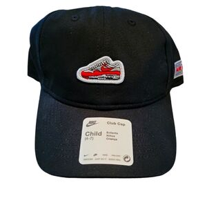 Nike, NWT, Club Cap, Black With Red White + Black Nike Shoe, Child Size 4-7, Adj